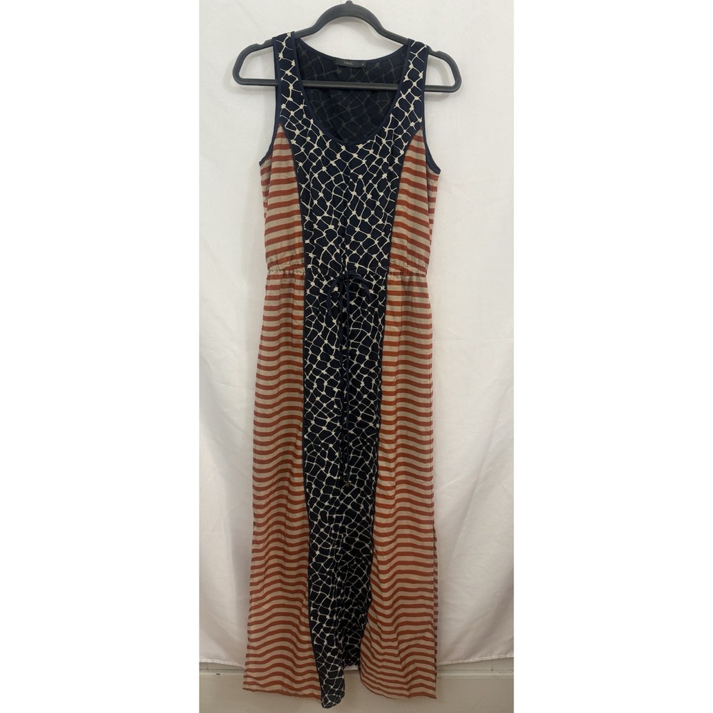 Anthropologie THML Maxi Dress Red Striped Geometric Print Sleeveless Womens Sz M